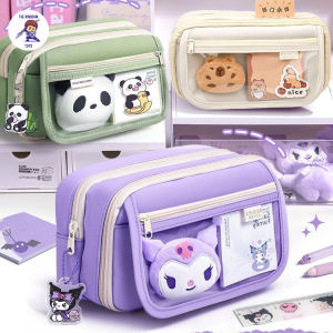Hộp Bút Kuromi Gấu Trúc Capybara Cinnamoroll Kích Thước Lớn Dụng Cụ Học Tập Học Sinh Cho Bé