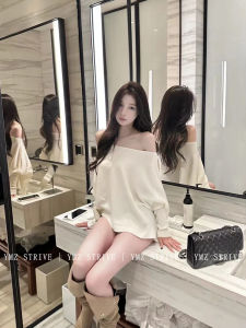 เสื้อถักแขนนางฟ้าหลวมๆ สำหรับผู้หญิงไซส์ใหญ่ ฤดูใบไม้ผลิ 2025 แขนยาว สีพื้น ทรงหลวม แขนกุด คอวี แขนยาว