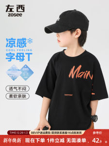 Cool Sensation Boys T-shirt Short Sleeve Half Sleeve Childrens Summer Clothing Cotton Blend Fabric Soft Processed round Neck