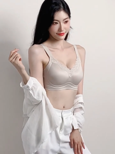 Y&C Ready Stock High Elastic Lace Frameless Comfortable Satin Seamless Push-Up Bra Women BRA14