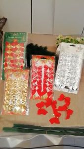 NUVOX 12pcs Christmas Bows Hanging Decorations Gold Silver Red Bowknot Christmas Tree Ornaments New Year Navidad Kerst Decor