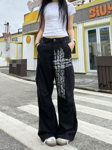 Redfire American Retro Logo Pocket Work Pants Loose Wide Leg Straight Casual Trousers for Men And Women Casual Cotton Pants