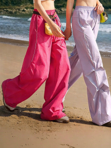 CAMEL | Pink Quick-Drying Loose Wide Leg Outdoor Trousers