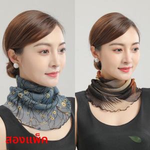 Silk Scarf Headband Neck Cover Sun Protection Lightweight Spring Summer Autumn Ladies Decorative Scarf Korean Style Floral Pattern