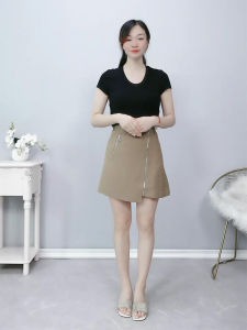 Váy Ngắn Mùa Thu Cho Nữ Váy Ngắn Vừa Phải Có Chi Tiết Ghép Nối Quần Áo Công Sở Thường Ngày Dài Đến Giữa Bắp Chân