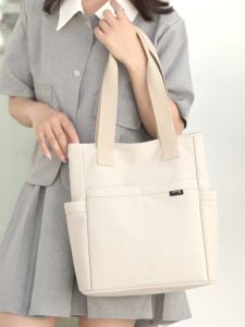 Retro Artistic Large Capacity Canvas Tote Bag Womens Handbag Commuter Work Shoulder Bag Soft Structure Zipper Closure