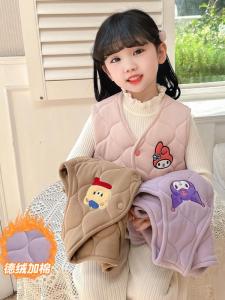 Áo Vest Dày Bằng Vải Nhung Kuroko Dành Cho Trẻ Em Mùa Đông 2024 Áo Vest Nữ Trẻ Em Mẫu Giáo Phong Cách Mới Của Thương Hiệu Baby Doll