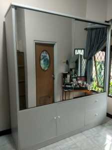 Lemari Pakaian Bupet Pintu 2 Sleding Mirror Full cermin Ukuran Jumbo. Free Ongkir Jabodetabek