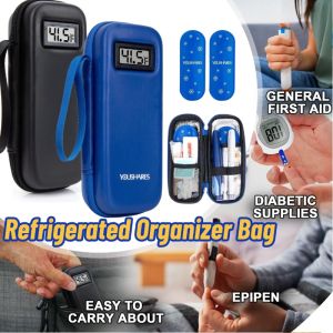 Reusable Insulin Cooler Travel Case Insulin Medicine Organizer Bag With Thermometer Waterproof Insulin Cool Bag For Diabetics