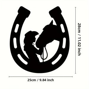 CIFbuy | Biển Hiệu Nghệ Thuật Treo Tường Bằng Kim Loại Cổ Điển - Hình Móng Ngựa Mộc Mạc Với Chủ Đề Ngựa Và Cô Gái Đồ Trang Trí Nhà Cửa Quà Tân Gia Cho Ngày Lễ