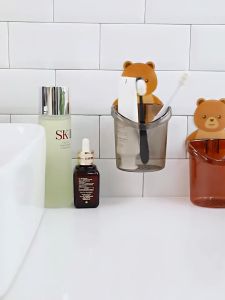 Combo 5 Cốc Gấu Dán Tường Đựng Bàn Chải – Cốc Nhà Tắm Dễ Thương Có Lỗ Thoát Nước Đựng Đa Năng