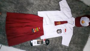 SETELAN SERAGAM SEKOLAH MERAH PUTIH SD BAJU PENDEK ANAK PEREMPUAN KELAS 1-6 bonus topi