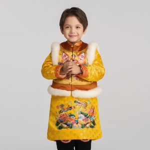 New Year Lucky Rabbit Protection Mandarin Collar Set Winter Childrens Cotton Clothes Boy Girl Festive Traditional Chinese Costume