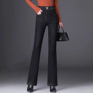 สูง เอว พรางหุ่น ขาตรง เดนิม กางเกงยีนส์ ผู้หญิง ฤดูใบไม้ผลิ ฤดูใบไม้ร่วง 2022 New Style Bell Bottom Long กางเกงขายาว Anti-Wrinkle