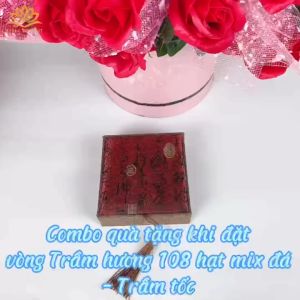 Vòng tay trầm hương chuỗi 108 hạt mix đá tự nhiên Xưởng Mộc Việt - Trầm tóc thường size 6/7/8mm mang lại may mắn bình an cho người đeo