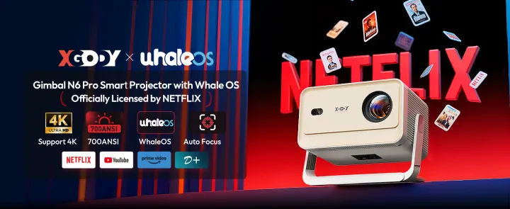 [Local delivery] XGODY Gimbal N6 Pro 2+16GB Whale OS New System Projector Free 135° Angle 1080P Full HD Support 4K Auto Focus Auto Keystone Home Projector