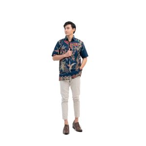 Kemeja Hem Batik Lengan Pendek Atasan Batik Pria Motif CB 139 Bahan Katun Adem Dan Nyaman