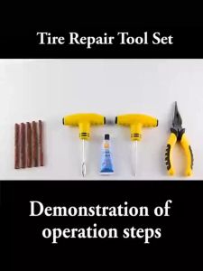 13pcs Tubeless Tire Repair Kit for Car Motorcycle and Electric Scooter Tire Patch Exterior Puncture Tool with rubber solution glue Puncture Plug Repair Tools Patch Exterior Puncture Tool