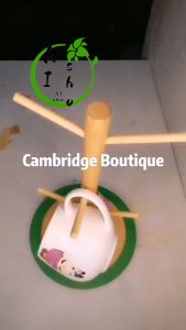 【Fast Delivery】6hooks Bamboo Mug Holder Coffee Tea Cup Bamboo Mug Stand Storage Wood Shelf Kitchen Storage Rack
