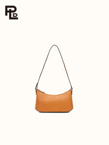 Power Land Genuine Leather Shoulder Bag Small Casual Crossbody Zipper Womens Mahjong Bag Commuter Style Soft Polyester Lining