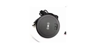 Furniture Embedded Wireless Charger with USB-A & USB-C Wired Charging Ports - CE Certified Black
