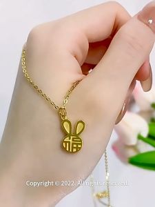 ูสร้อยคอสแตนเลส จี้กระต่าย ฝู สร้อยคอตัวอักษร สร้อยคอ N31