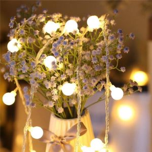 (Dùng Cổng Usb) Đèn Led Trang Trí Cherry Ball 6 mét 40 Bóng Tròn Không Tỏa Nhiệt Màu Vàng Decor Noel Tết Cafe Trang Trí Nhà