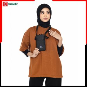 Hanging Wallet Hp Dompet Gantung Leher Sling Bag Mini Tas Hanpdhone & Kartu Pria Wanita 0.7 Hitam Chomaz
