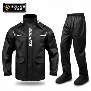 SULAITE Motorcycle Raincoat Set Waterproof Lightweight Packable Outdoor Camping Hiking Travel Rain Suit