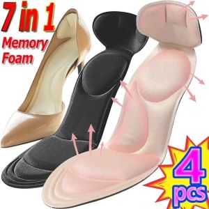 4Pcs 7D Soft Memory Foam Insole Pad Inserts Heel Post Back Breathable Anti-slip for Women High Heel Shoe Shoe Arch Support Insoles