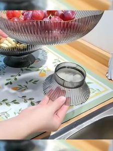 Romantika Luxury Nordic 2 in 1 Plastic Colander Storage Tray Fruit Plate Snacks Bowl Nut Dish Creative Round High Foot Serving Storage Tray