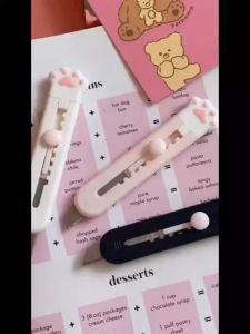 Nurm Cute Mini Cat Utility Knife School office Stationery Craft Paper Cutter Student