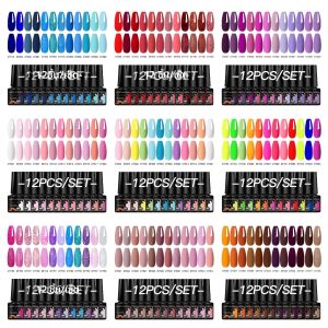 12 PC เล็บเจลชุด HEMA ฟรีอุปกรณ์เล็บ DIY เล็บเคลือบเงาสําหรับเล็บ Salon Design ยาวนาน UV/LED Decoraions