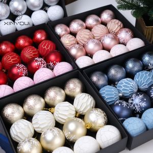 ลูกบอลตกแต่งต้นไม้คริสต์มาสแบบด้าน J 12 ลูก ของตกแต่งหน้าร้านค้า ลูกบอลตกแต่งคริสต์มาสแบบด้าน ของขวัญวันคริสต์มาส