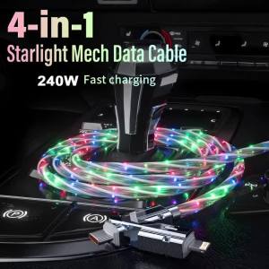 Cáp Sạc USB LED Phát Sáng 240W 4 Trong 1 Sạc Nhanh Truyền Dữ Liệu Tương Thích Với iPhone 14 Pro Max Của Fireurus