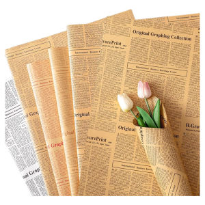 Retro Forest System English Newspaper Bouquet Gift Wrapping Paper Kindergarten Decorative Area Packaging Material