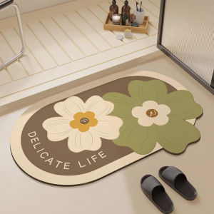 VIKAMA Flower Diatom Mud Floor Mat Bathroom Water-Absorbent Quick-Drying Anti-Slip Mat Bathroom Floor Mat