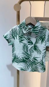 Baby childrens clothing suit baju set baby style splicing color block short-sleeved shirt fashion boy summer set