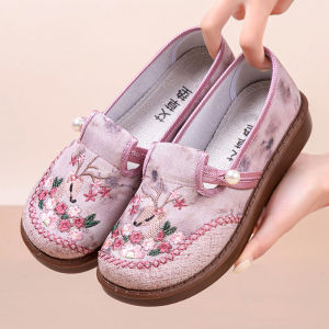 BUJINXUAN | Vintage Ethnic Embroidery Flower Cloth Shoes