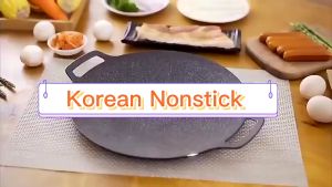 38CM BBQ Korea Non-stick Grill Pan Smokeless Portable Grill Pan for Outdoor Camping Picnic Roasting