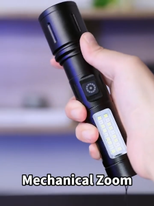 Senter Tangan LED Cas Multifungsi MX-605 Fitur Zoom/COB/6 Mode Cahaya Super Terang/Senter Tahan Air/Rechargeable/Portabel/Outdoor/Emergency/Taktis | Produk Viral