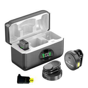 Magnetic Lapel Microphone with LED Power Display Mini Lapel Wireless Microphone Mini Clip On Microphone for IOS Android