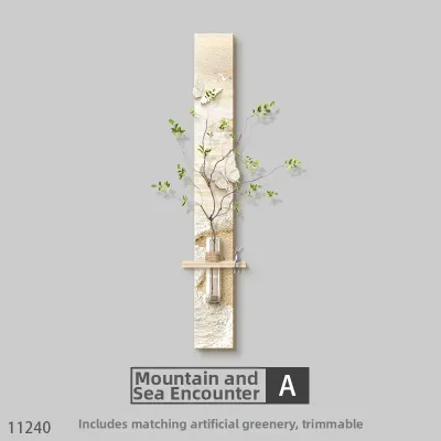 Modern Decorative Artwork Vertical Long Strip Wooden Cream Style Entrance Hallway Corridor Wall Painting Home Entrance Door Decor