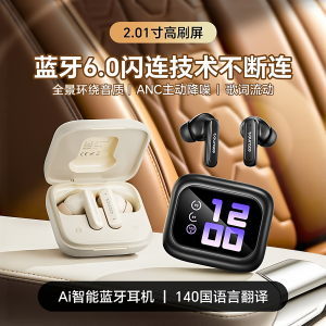 New LED Color Screen Wireless Bluetooth Earphones AI Intelligent Translation High Sound Quality Noise Reduction for Sports And Gaming