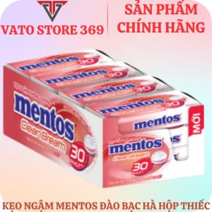 Kẹo ngậm MENTOS pure fresh đào bạc hà hộp thiếc 35g