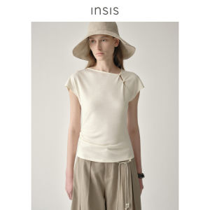 INSIS FEMME | Resort Beaded Series Tencel Linen Blend Summer Side Button T-Shirt