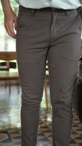 BAPIN Nerro Celana Ankle Pants Pria Grey Rabbit Slim Fit Stretch
