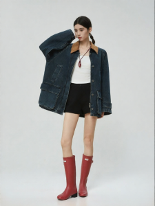 PlumJan | Retro Loose Fit Colorblock Collar Jacket