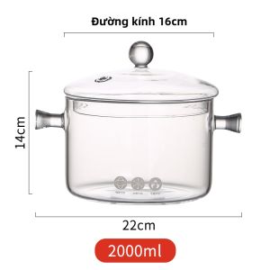 Nồi Hầm Mini Thủy Tinh Borosilicate Trong Suốt Chống Nhiệt