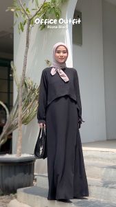 HAYNA Riona Dress (Black) - Daily Dress Busui Friendly Gamis Wanita Muslim